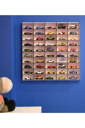 Toy Car Shelf 50Pcs Tumbled White (Suitable For Hotwheels ,Matcbox Cars)