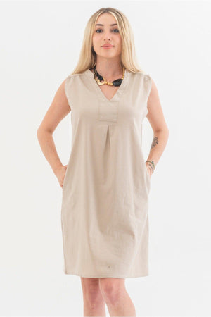 Washed Cotton Lycra Dress with Pockets - Swordslife
