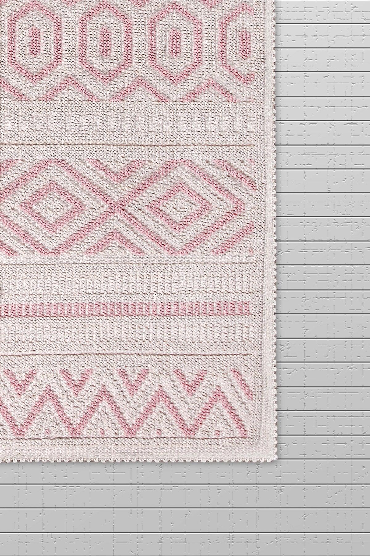 Hat Natural Cotton 2 Pcs Bathroom Rug Set 60x100 50x60 Cm Pink - Swordslife