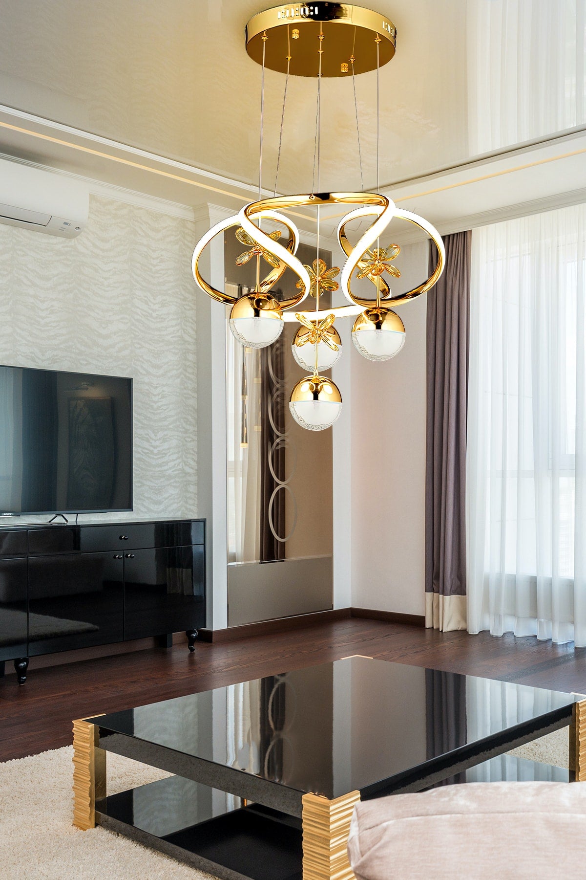 Modern Pendant Lamp Power Led Chandelier Butterfly Gold Yellow Led Chandelier