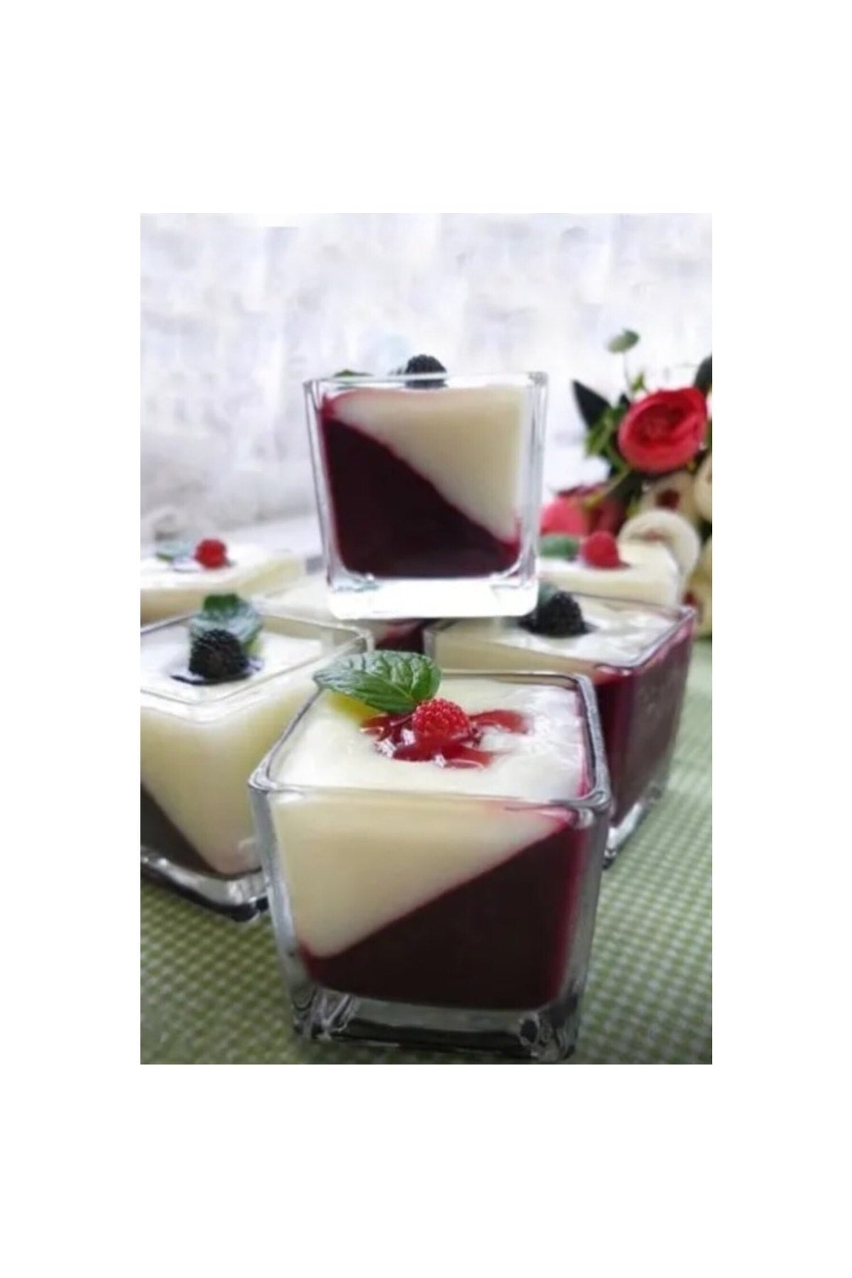9X9 Oversized Glass 6 Pieces Square Magnolia Ice Cream Set - Jumbo Bowl