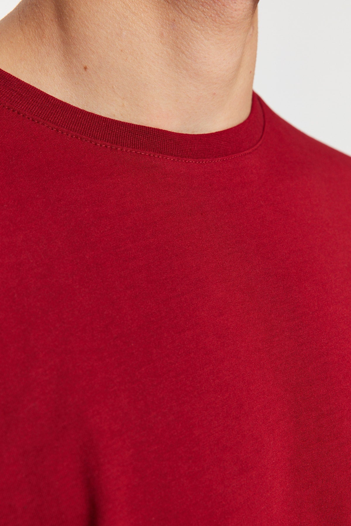Claret Red Men'S Basic Crew Neck Oversize Short Sleeve T-Shirt Tmnss22Ts0317