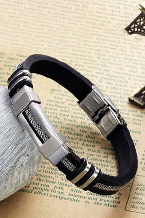 Auger Steel Rubber Steel Men'S Bracelet Dd94