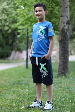 X Printed Men'S Capris Men'S Bottom-Top Tracksuit Set