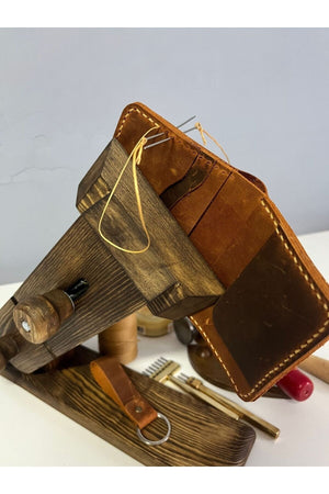Genuine Leather Wallet With Card And Cash Compartment - Personalized Name Printing (Key Ring Gift)