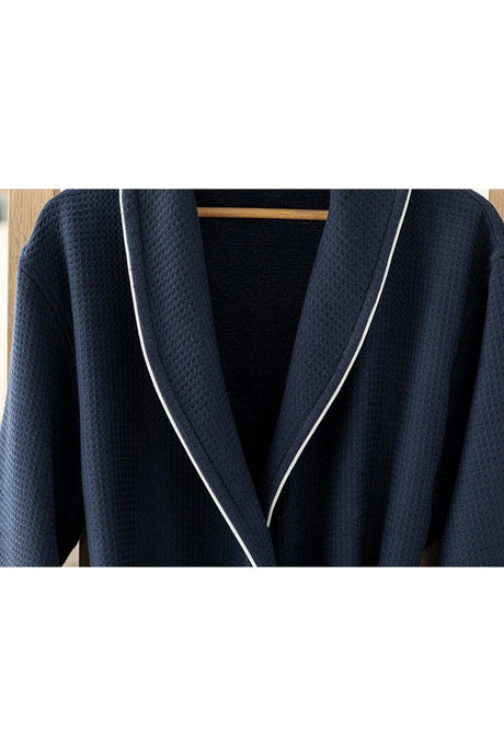 Thin Single Face Pique Shawl Collar Bathrobe L-xl Navy Blue - Swordslife