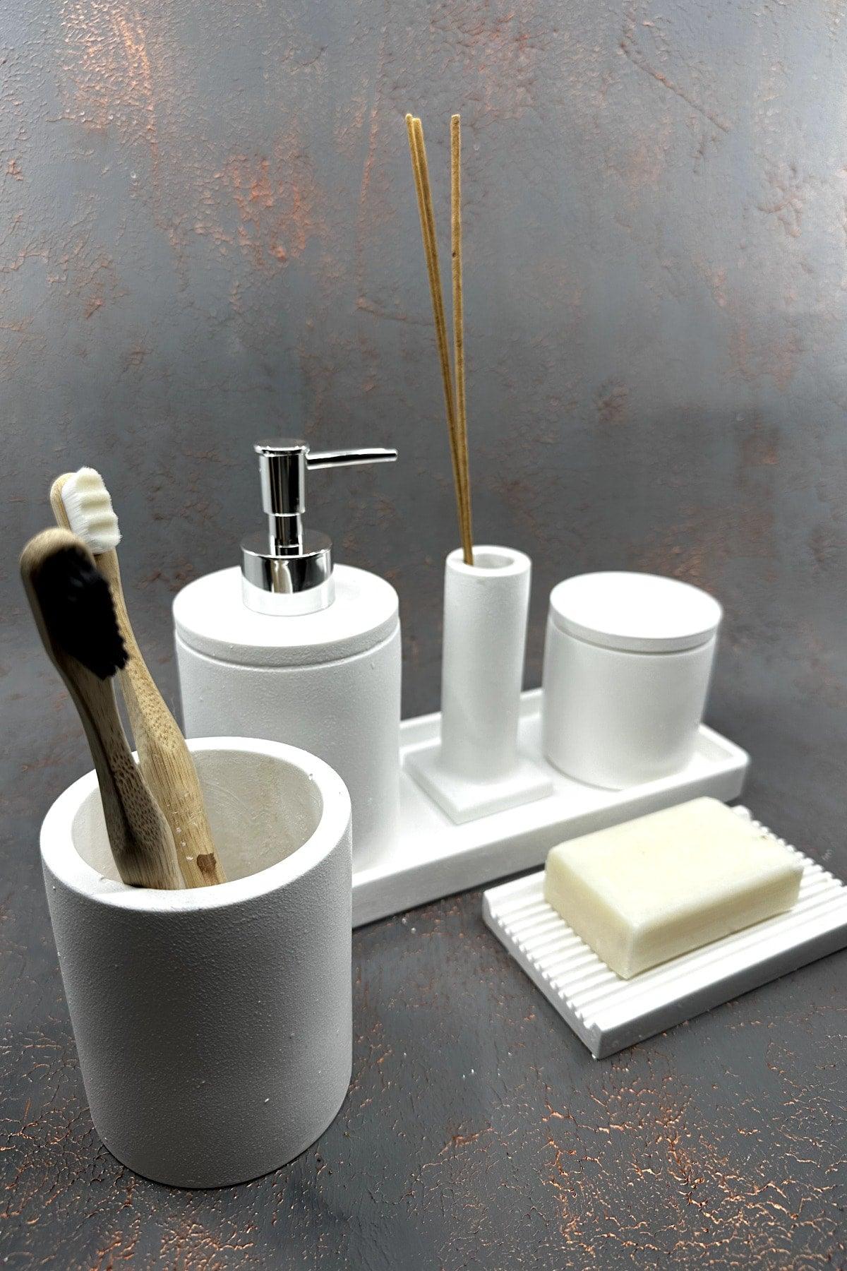 White Concrete Bathroom Set - Swordslife