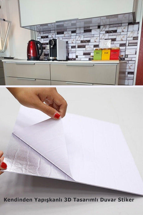 30x30cm 3d Self Adhesive Wallpaper Covering Waterproof Decoration Kitchen Bathroom - Swordslife