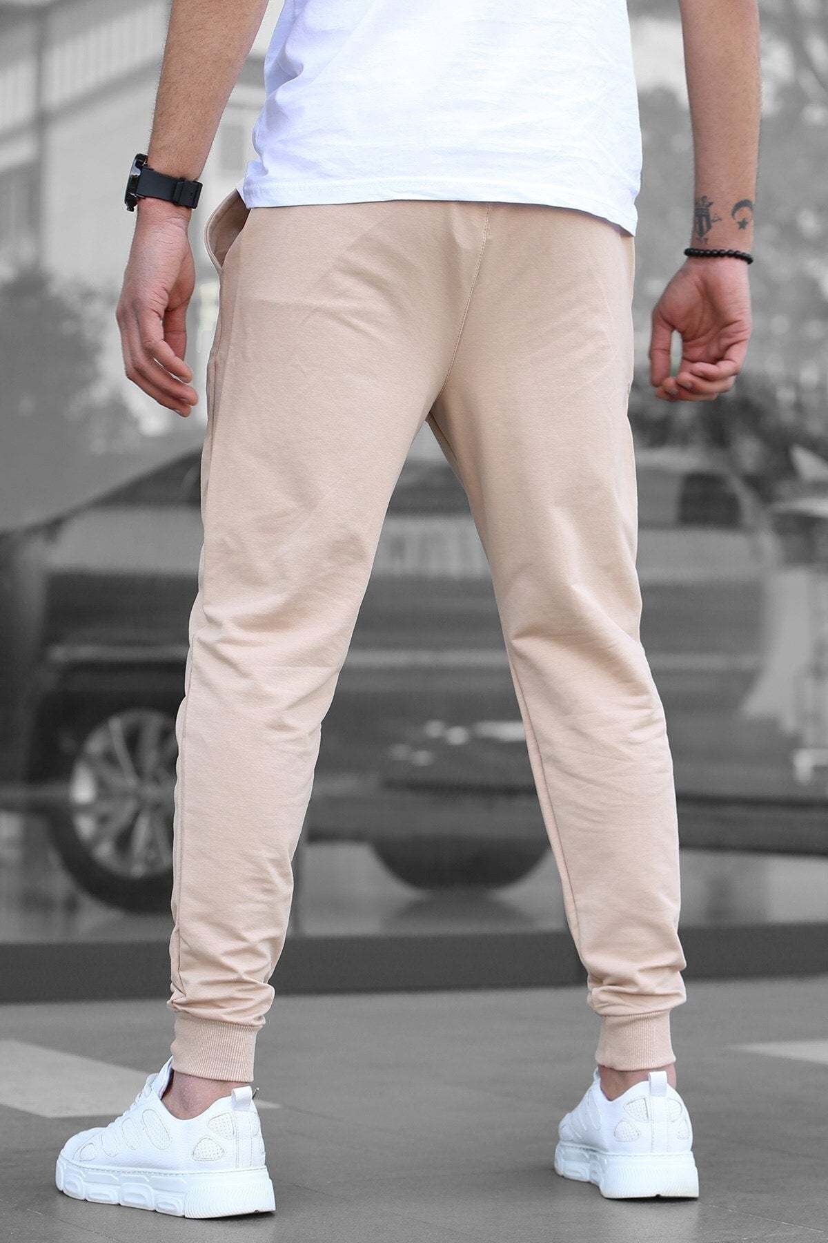 Men's Beige Elastic Tracksuit 4821