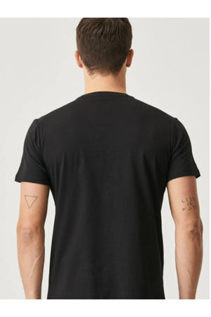 Men'S Black 100% Cotton Slim Fit Slim Fit Crew Neck Short Sleeved T-Shirt