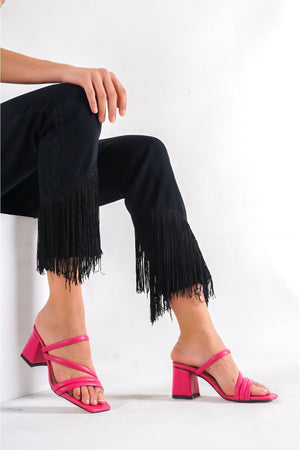 Women'S Fuchsia Heeled Slippers Sandals Ba20888
