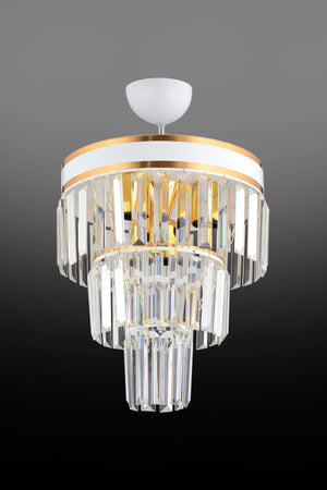 Roma 3-Tier White To Gold Gilded Crystal Stone Modern Chandelier Of 30'