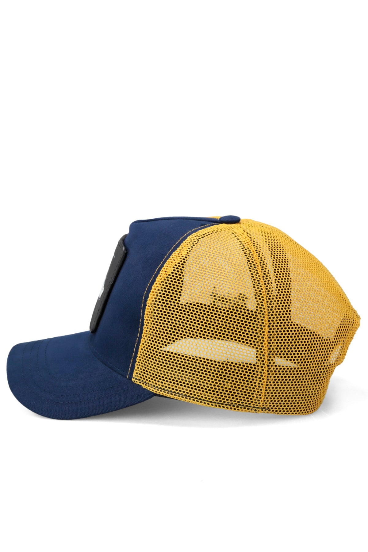 V1 Trucker Footballer - Unisex Navy Blue-Yellow Hat (Cap) With 32 Code Logo