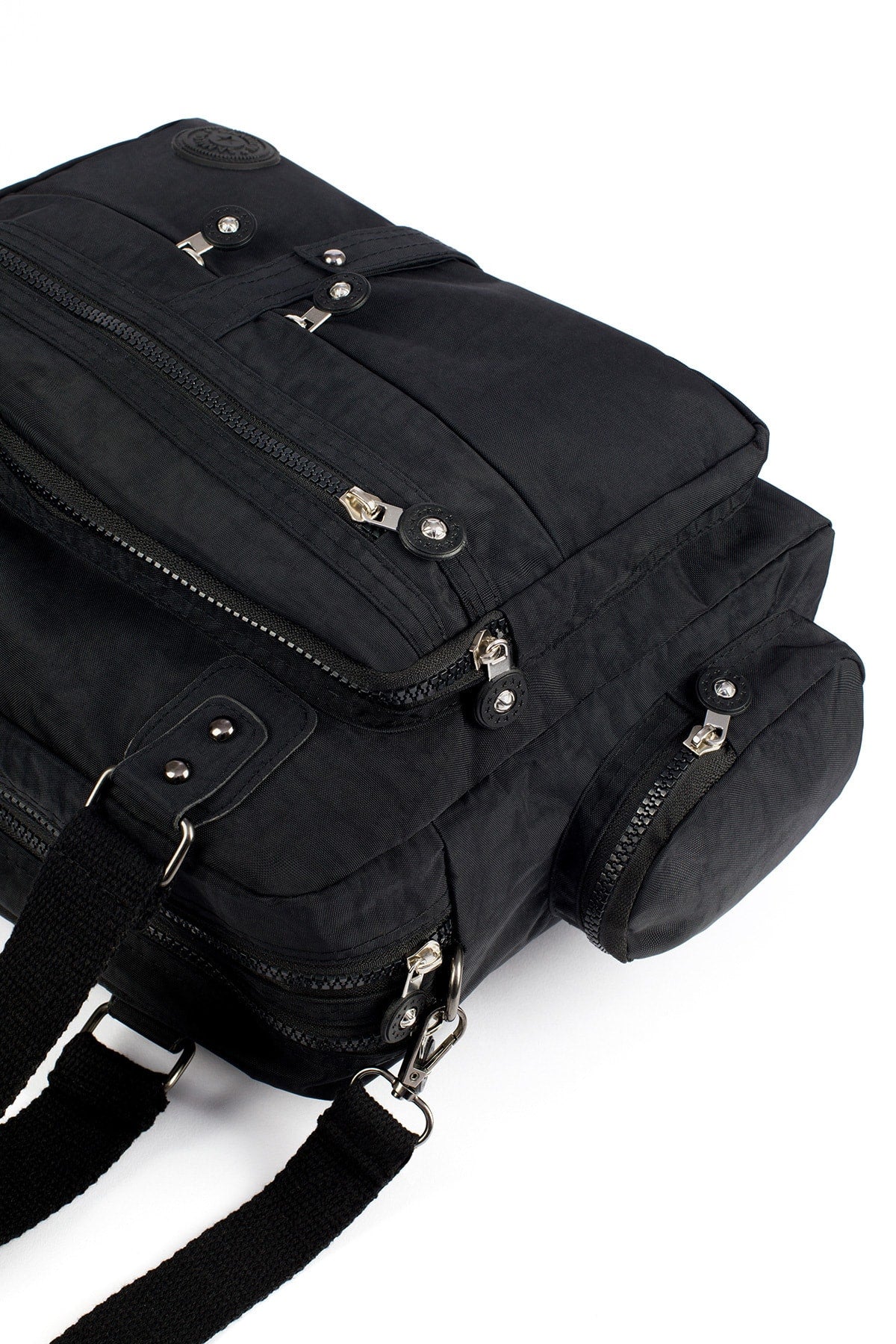 Women'S Black Crinkle Multi-Cell Shoulder Bag