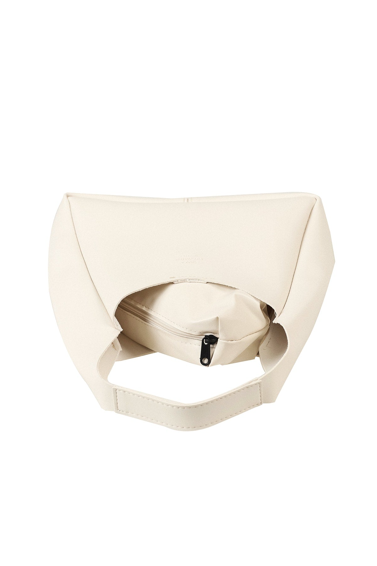 Cream Shk19 Faux Leather Women'S Hand And Shoulder Bag With Zippered Interior Compartment Wallet E:33 L:15 W:10 Cm