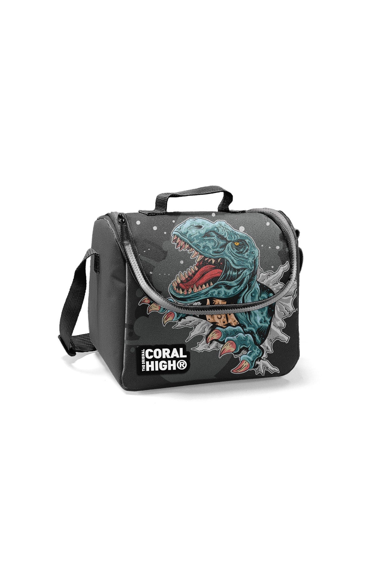 Kids Gray Dinosaur Three Compartment 3-Piece Bag Set