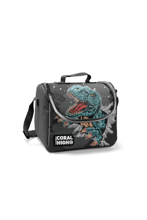 Kids Gray Dinosaur Three Compartment 3-Piece Bag Set