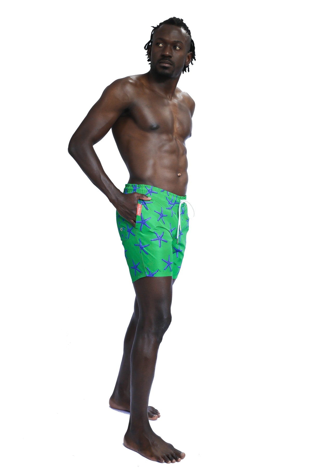 Men'S Patterned Green Sea Shorts