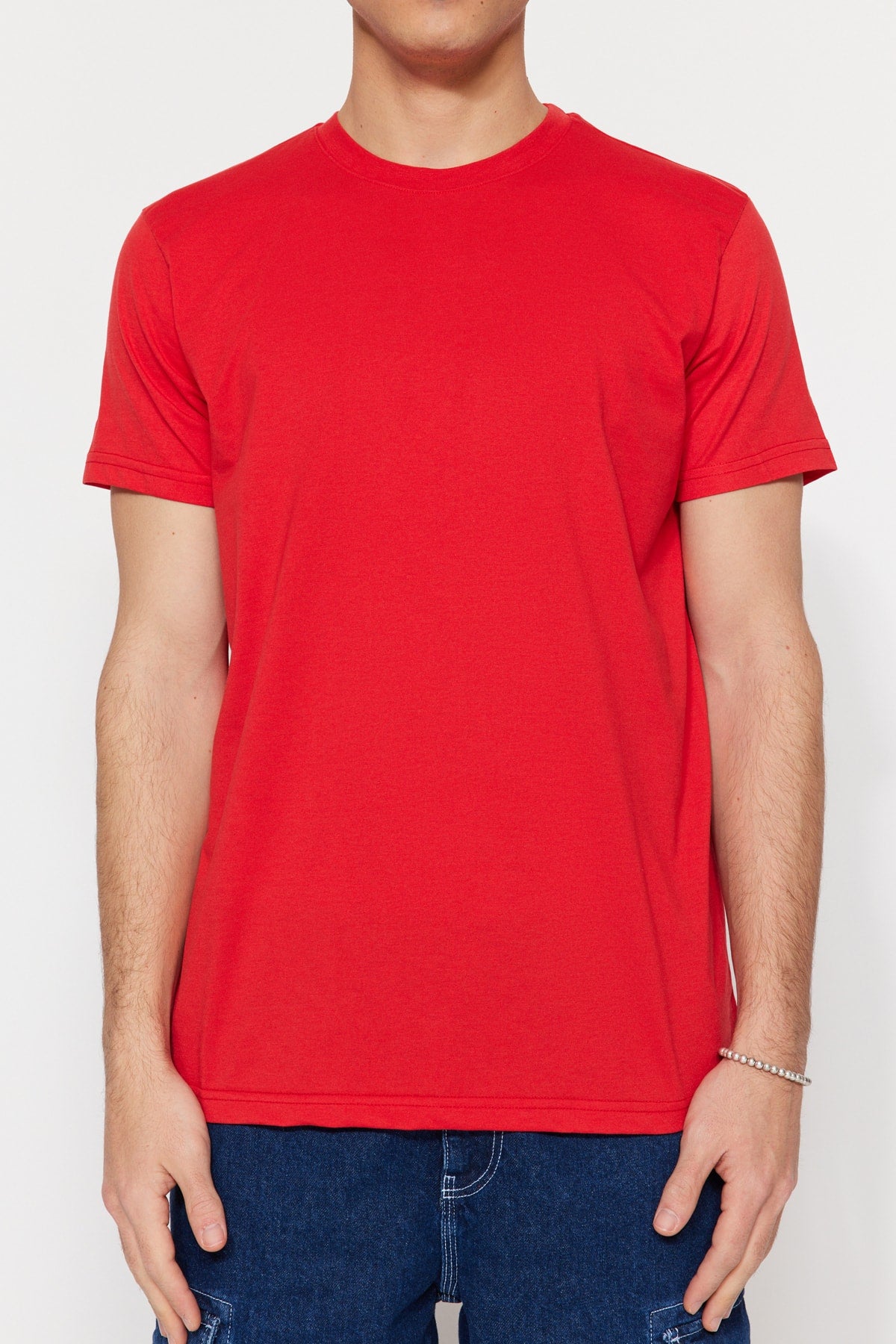 Red Men'S Basic Regular/Normal Fit Crew Neck Short Sleeved T-Shirt Tmnss22Ts0271
