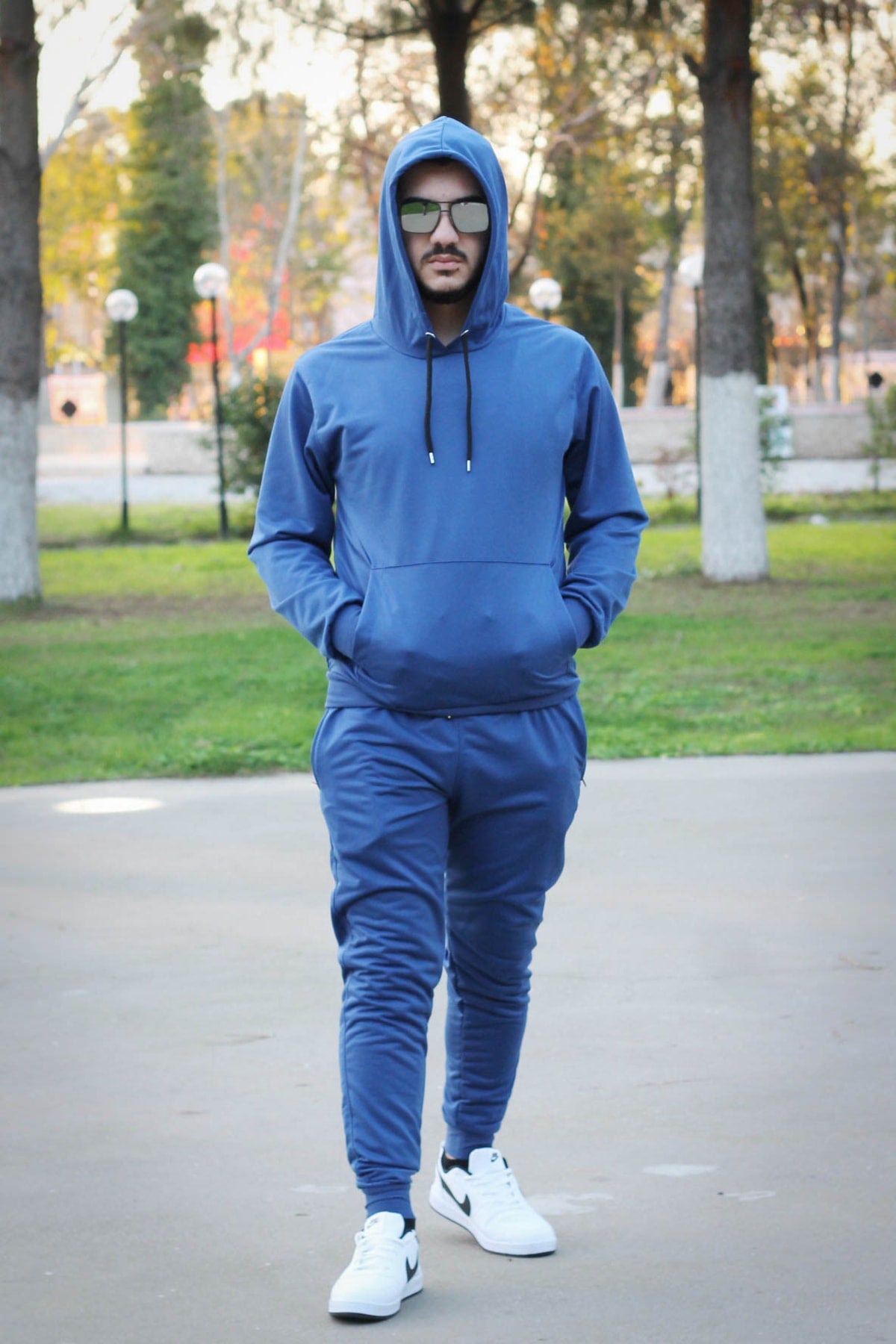 Hooded Kangaroo Pocket Cotton Men's Tracksuit Set