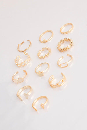 Butterfly And Heart Figured 12 Piece Adjustable And Joint Ring Combination Set 021 - Swordslife