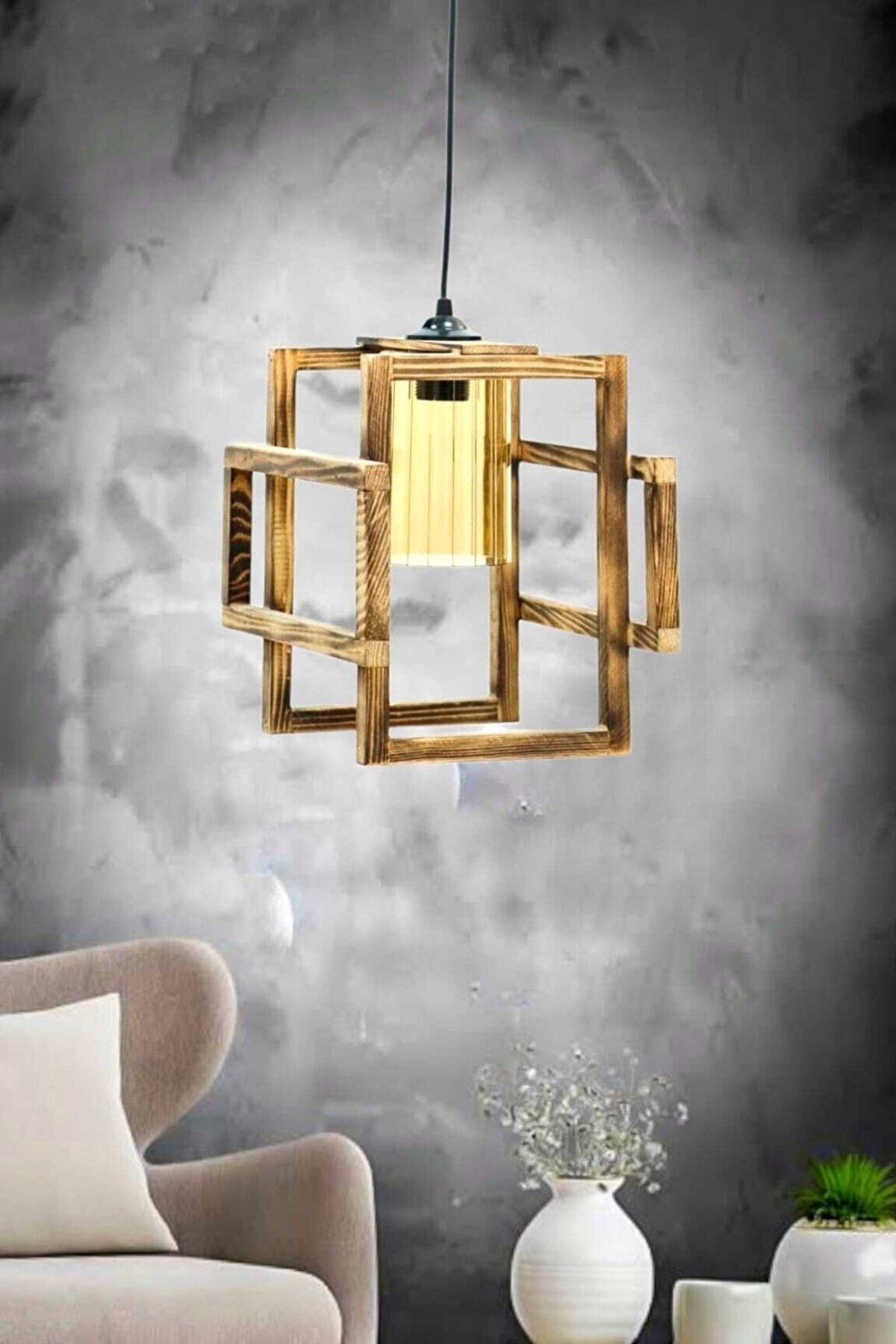 Fella Single Wooden Pendant Lamp Chandelier