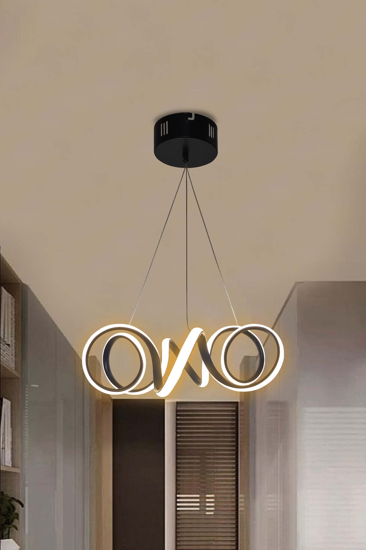 Modern Pendant Lamp Black Fold Daylight Led Chandelier