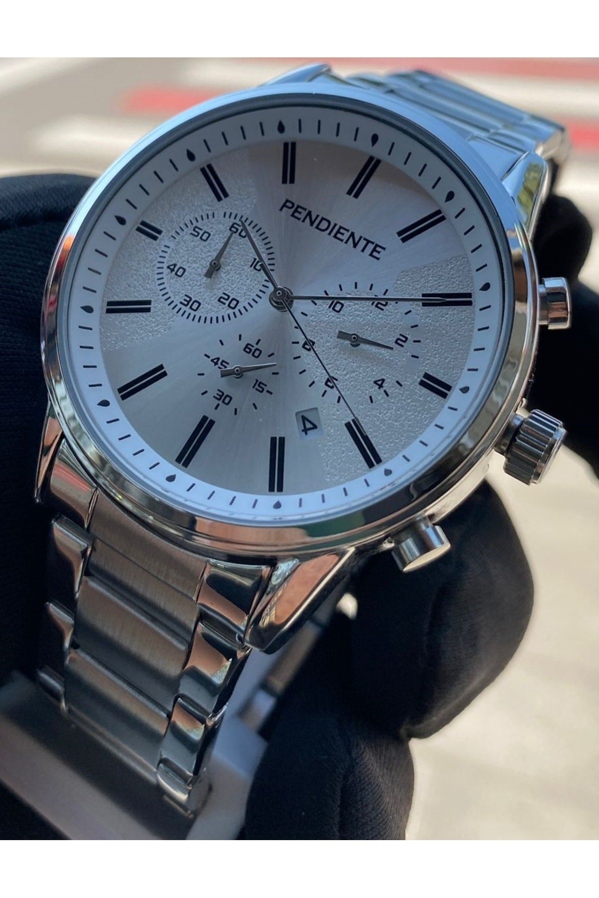 Silver Men'S Wristwatch 3 Atm Waterproof Stainless Steel Machine Guaranteed