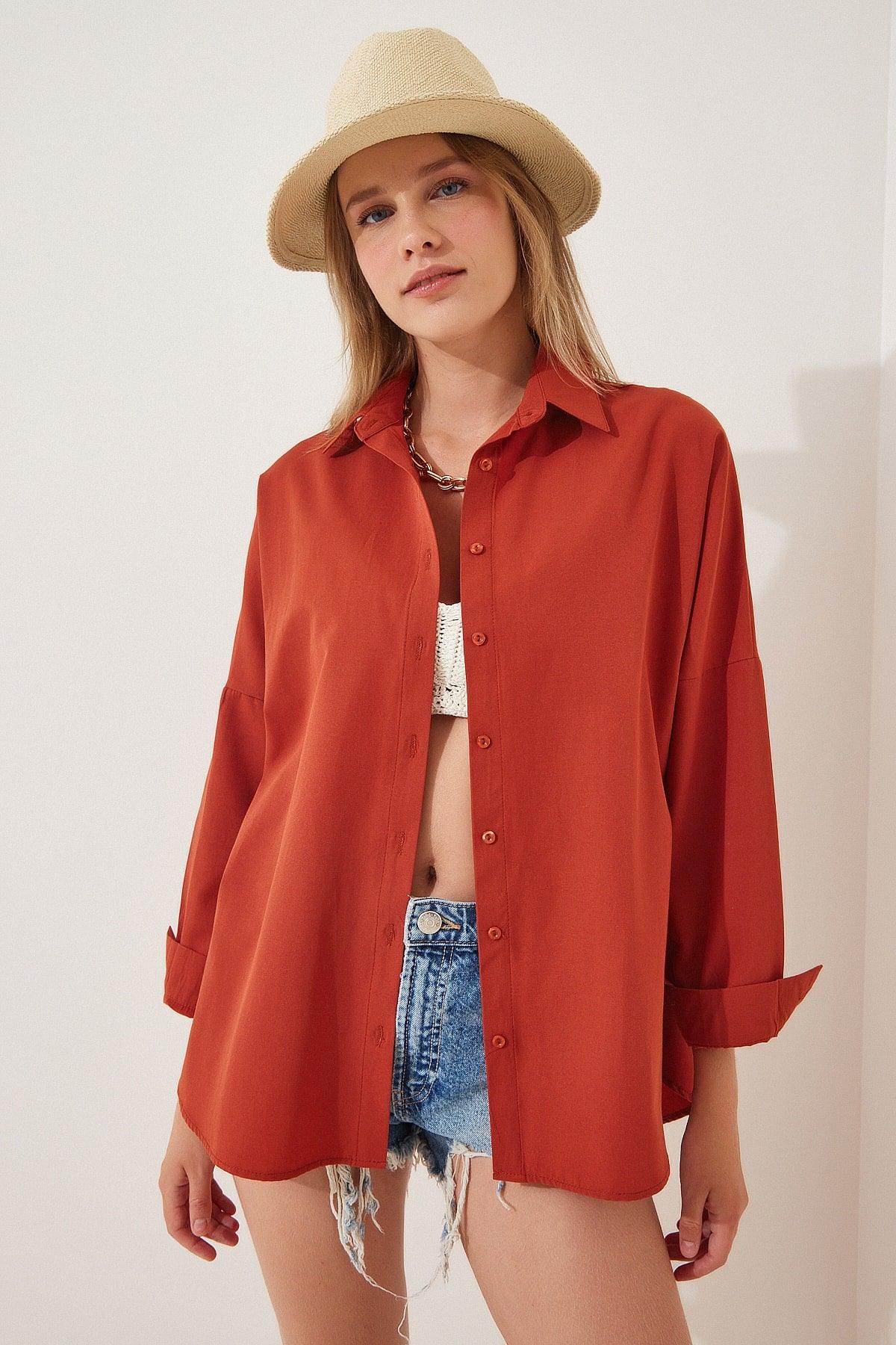 Women's Tile Oversize Long Basic Shirt DD00842 - Swordslife