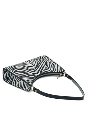 Black White Small Zebra Patterned Baguette Baguette Hand And Shoulder Bag Gc0090Zebra