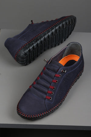 Casual Elastic Laceless Summer Genuine Leather Men'S Shoes