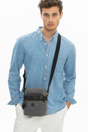 Benetton Men'S Crossbody Bag Gray Bnt1013