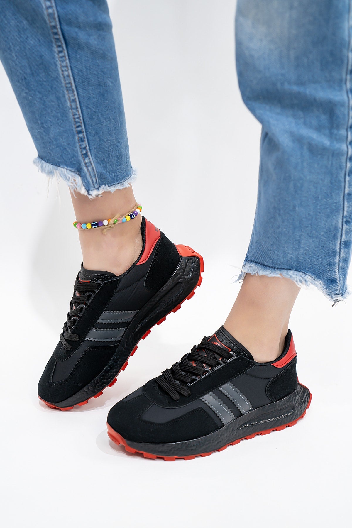 Unisex Snkr Black Red Casual Casual Sports Shoes Sneaker