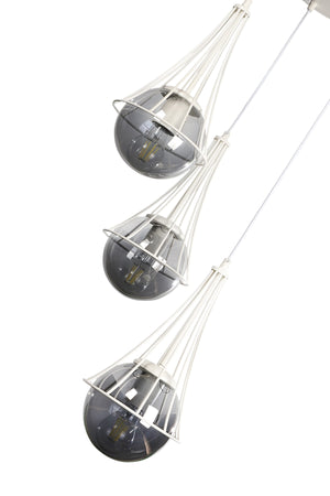 Lapis 3Rd White-Smoked Globe Glass Chandelier