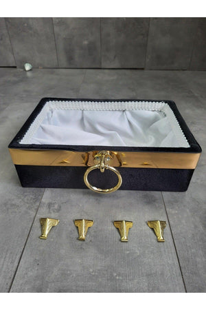 Luna Black 3-Piece Mdf Silk Velvet Bathroom Set Dirty Laundry Basket - Towel Holder - Detergent Set. - Swordslife
