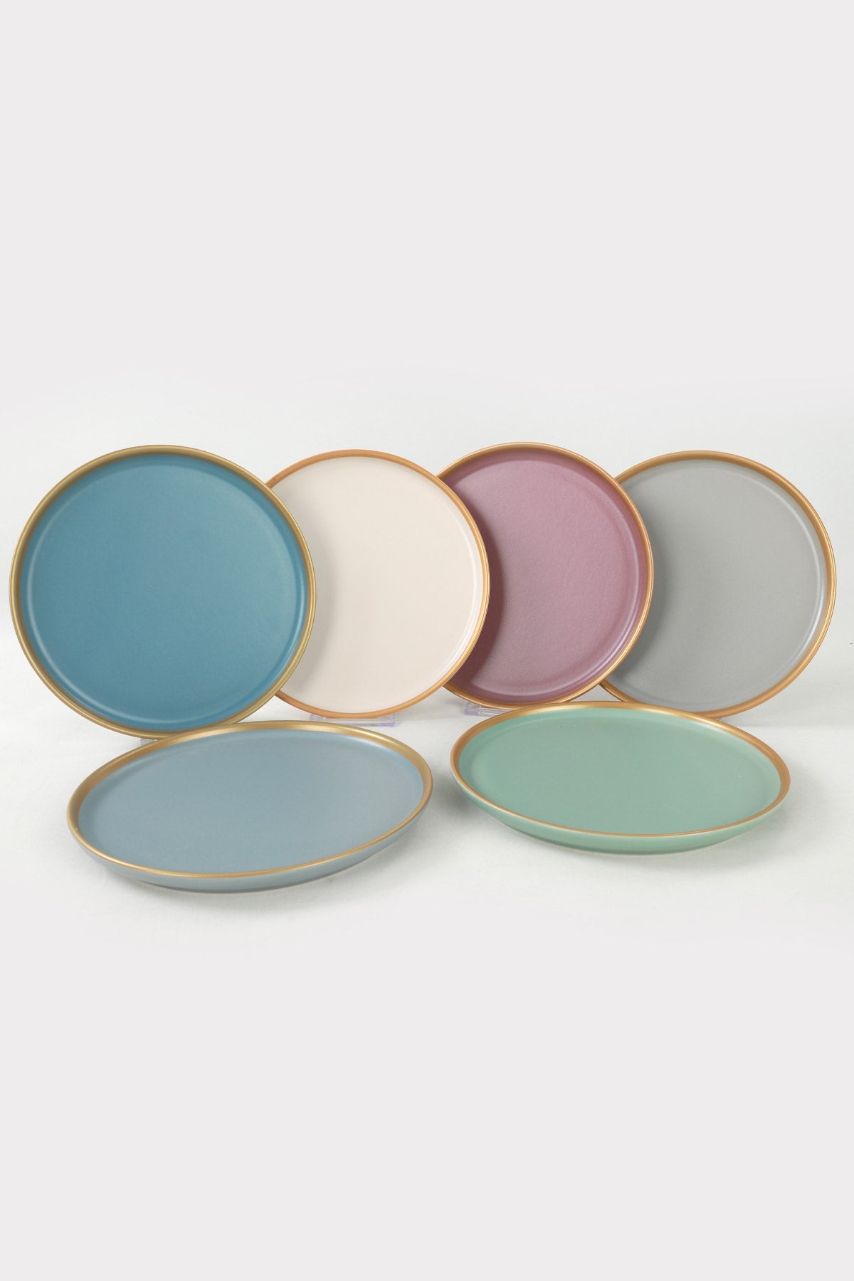 Matte Rainbow Gold Mesh Nordic Cake Plate 22 Cm 6 Pieces