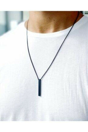 Murat Boz Necklace Men'S Rectangle Black Necklace 70Cm