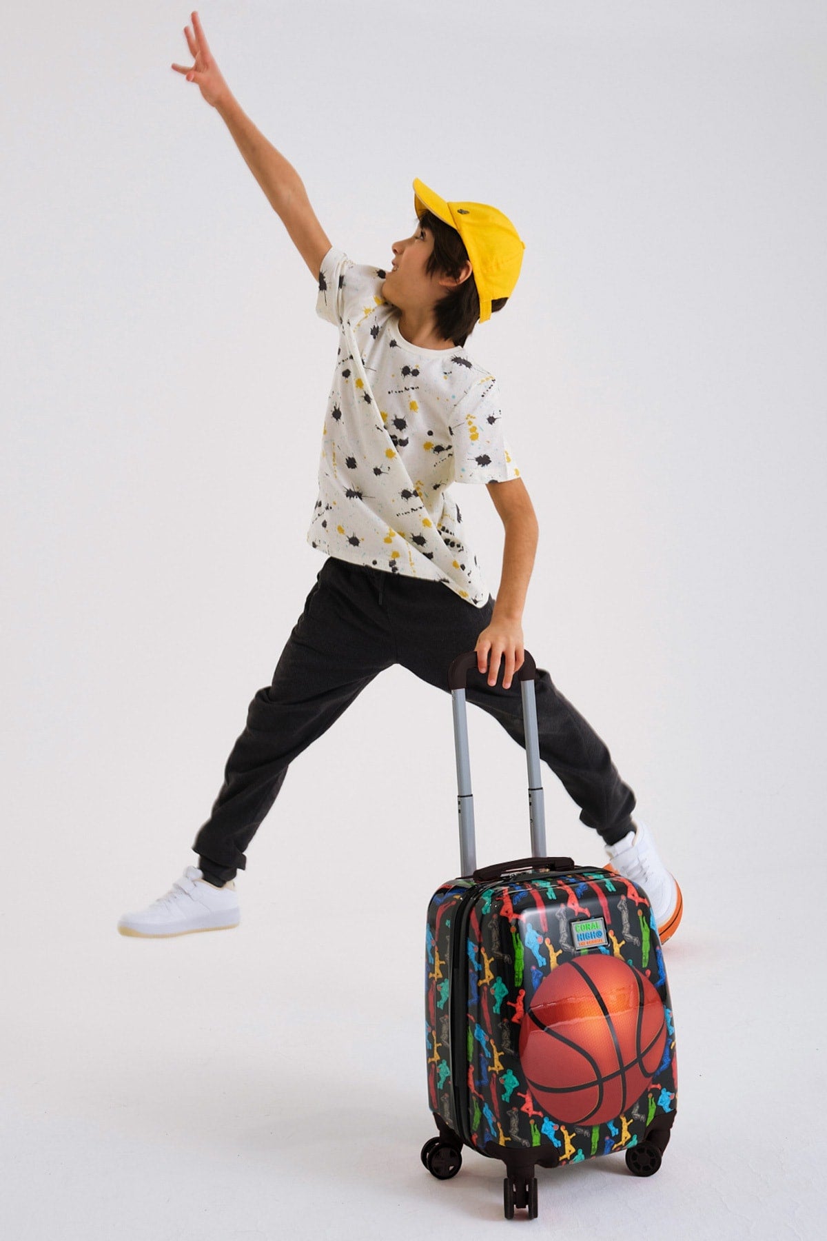 Kids Black Basketball Patterned Child Luggage 16745