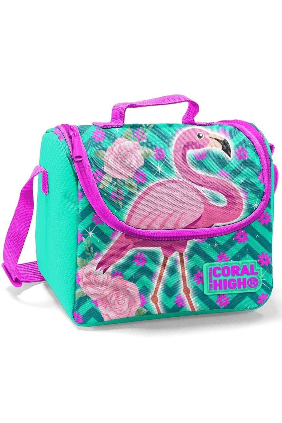 Coral High Green Flamingo Girls' Primary School Bag Set - Backpack+food+pencil holder