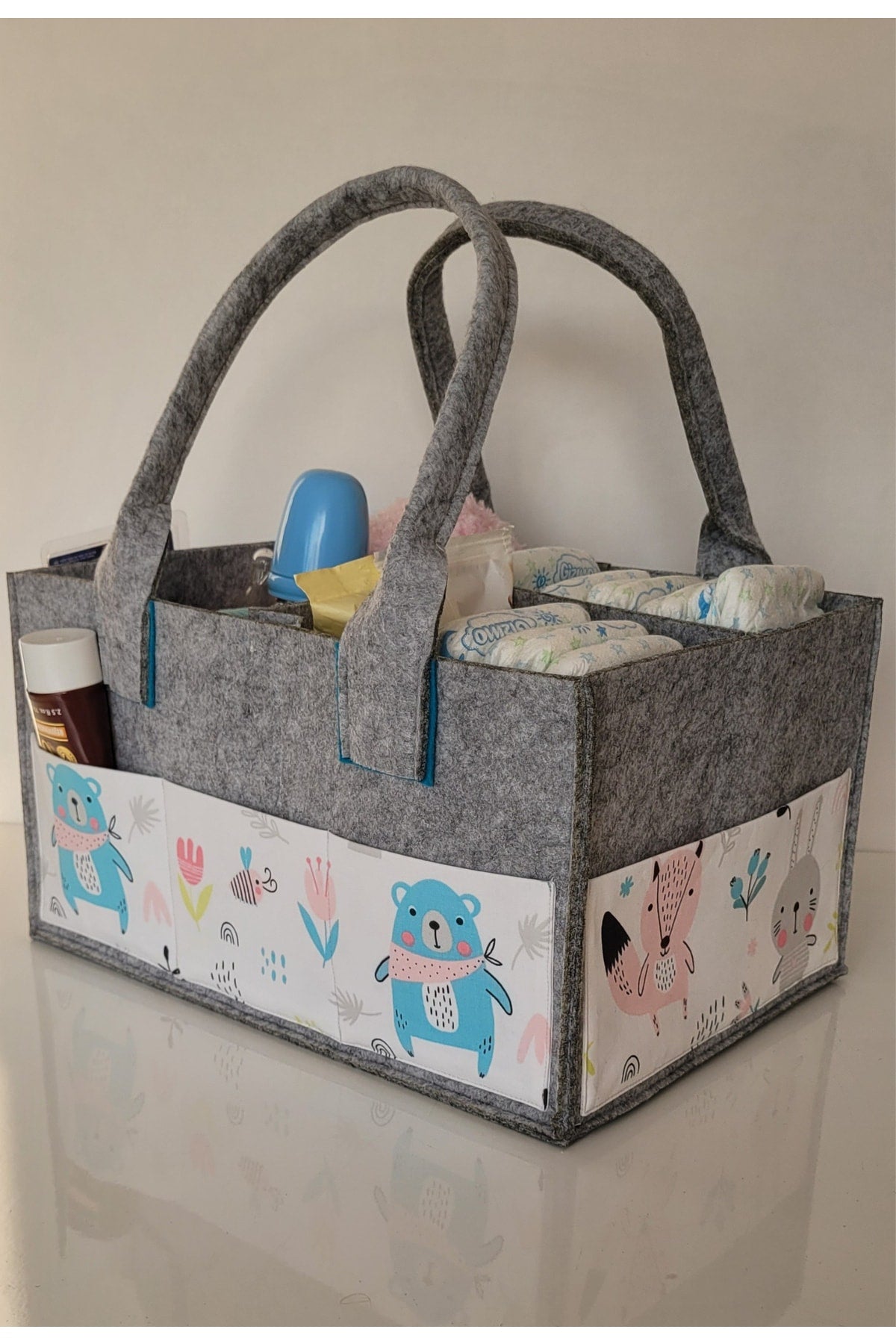 Handmade Multi-Purpose Felt Mother Baby Care And Organizer Bag Functional Organizer With Lid