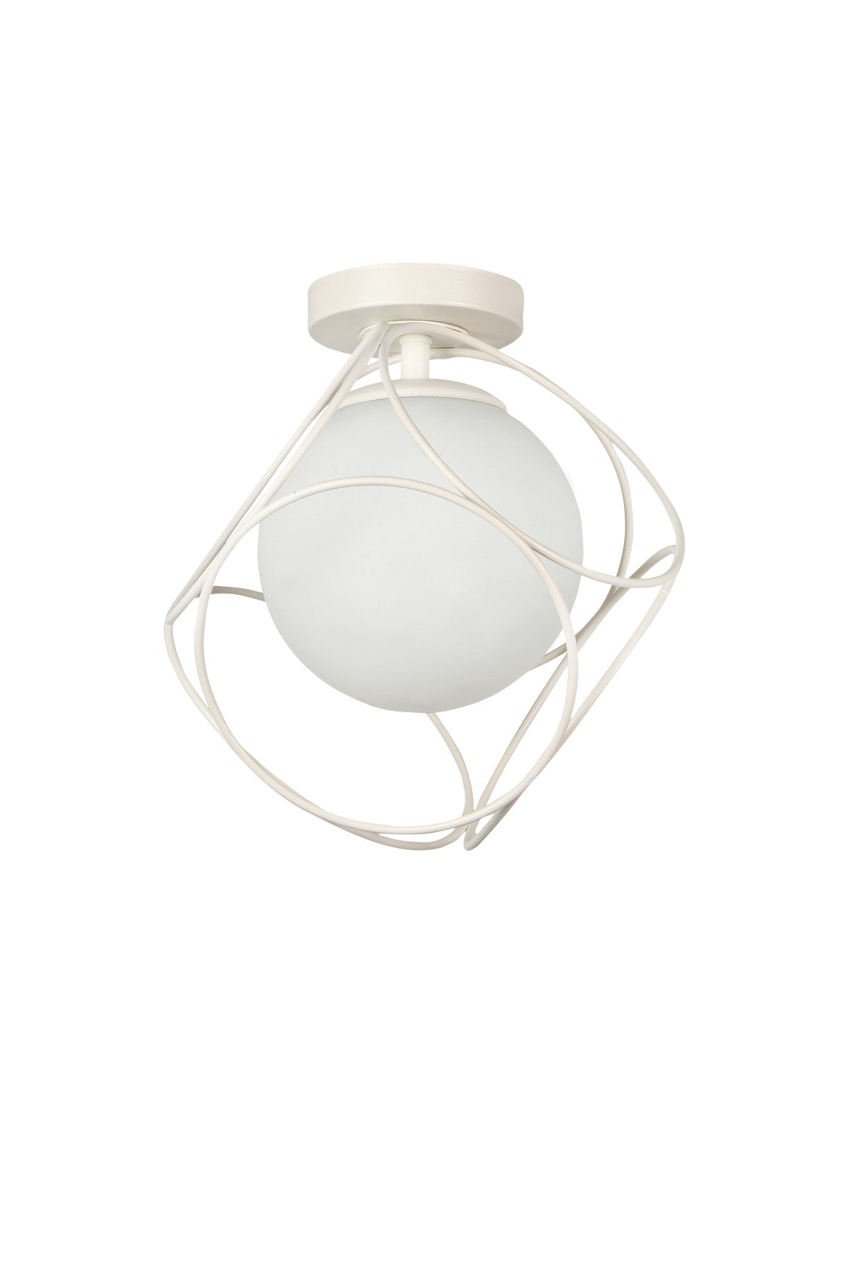 Suna Single White-White Glass Ceiling Mount Chandelier