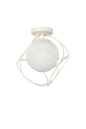 Suna Single White-White Glass Ceiling Mount Chandelier