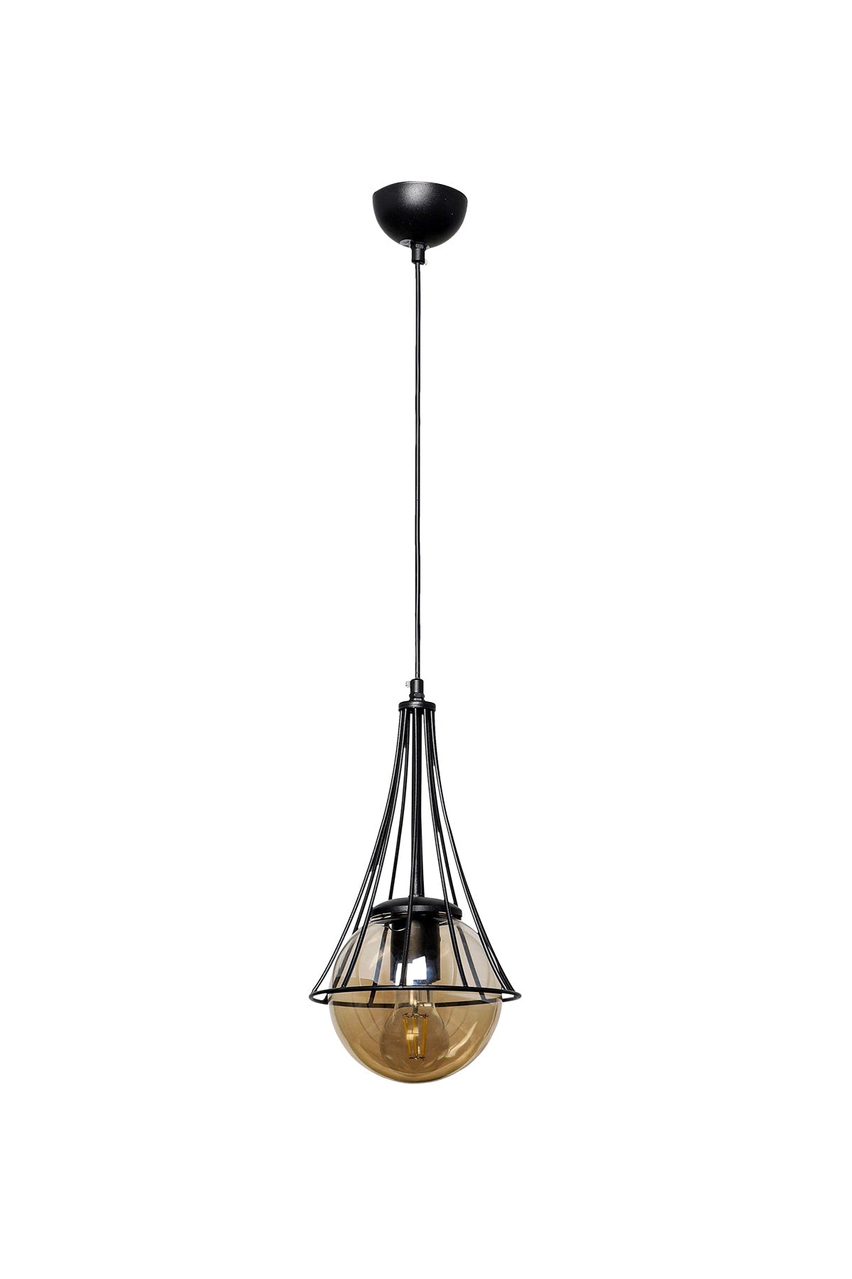 Lapis Single Black-Honey Globe Glass Chandelier