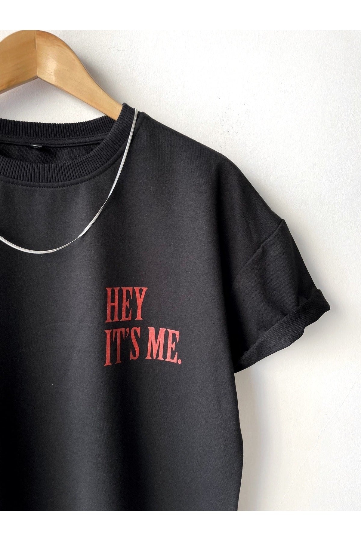 Men'S Hey It'S Me Printed Crew Neck Oversize T-Shirt