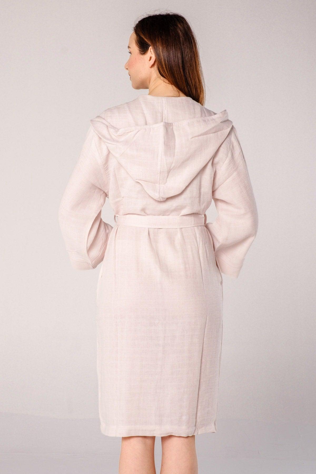 Başak Embroidered Muslin Beach Robe Light Pink - Swordslife