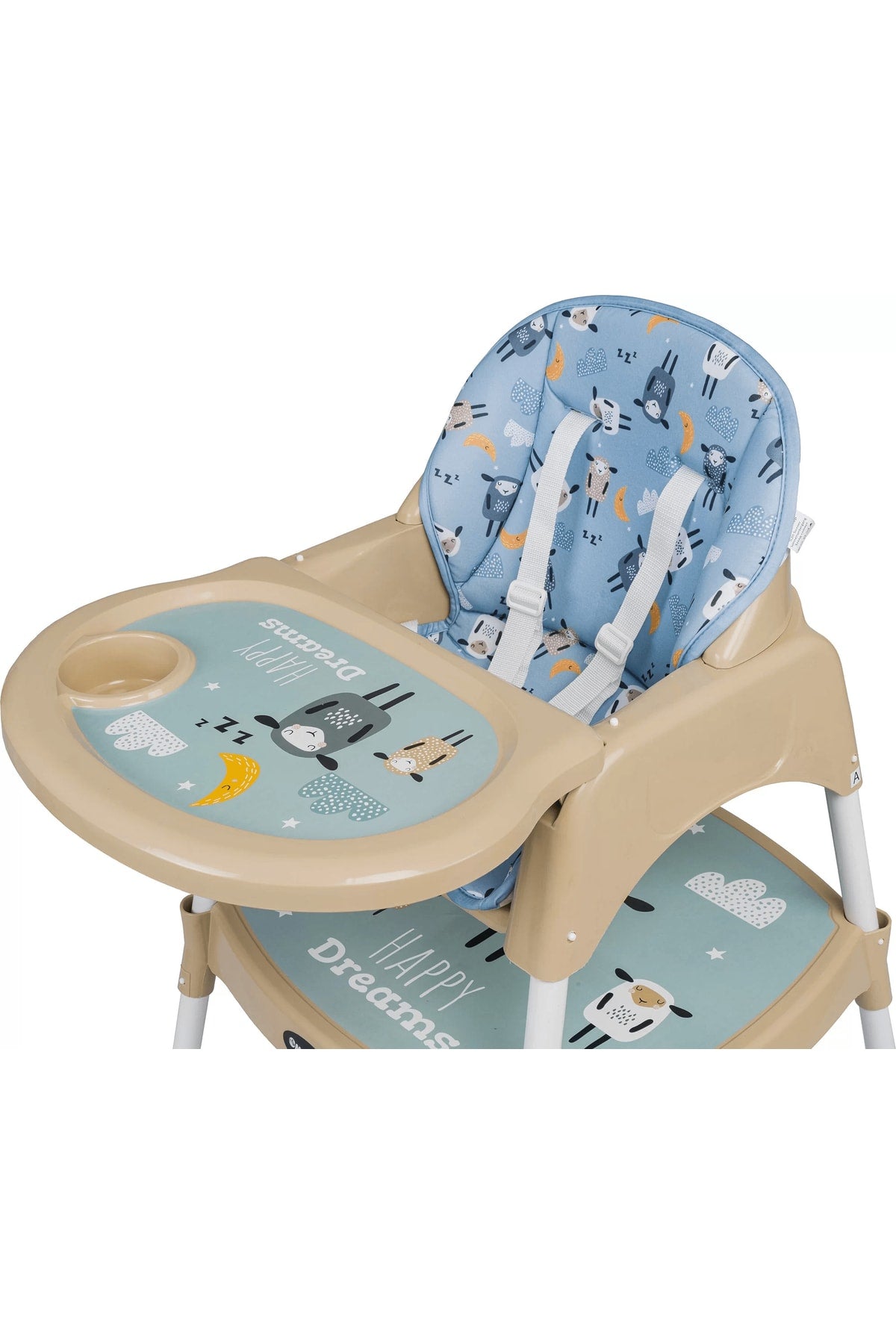 Baby Feeding 3In1 Working Table Highchair Cream Lamb