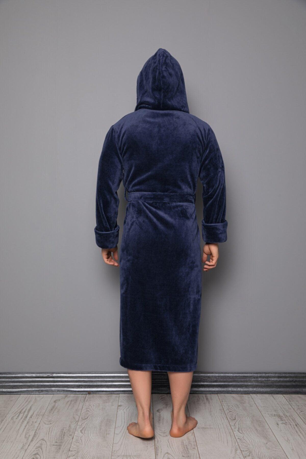 Smoked Piping Long Hooded Bamboo Cotton Men's Bathrobe - Swordslife