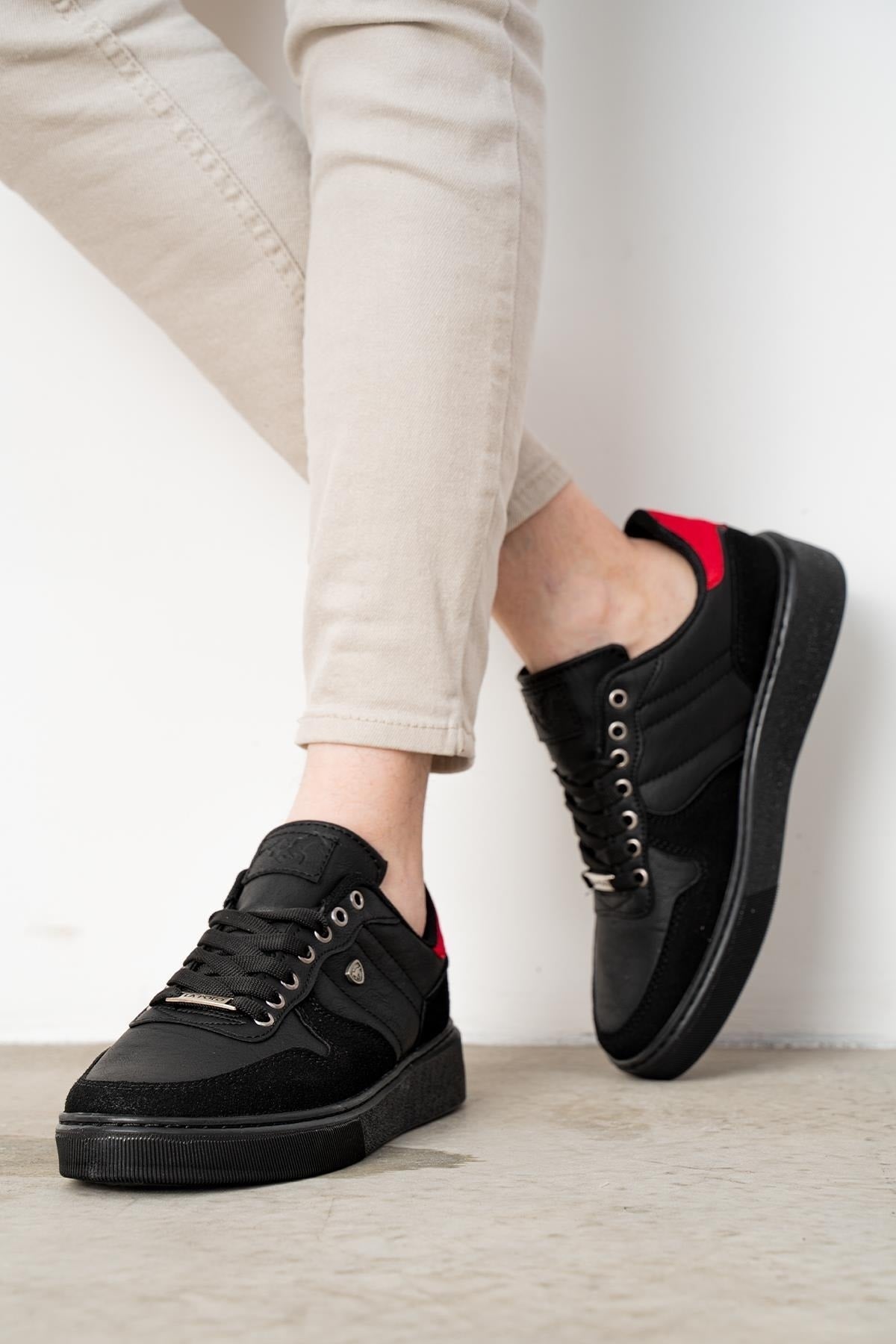 309 Black Red Color Black Sole Men's Casual Shoes