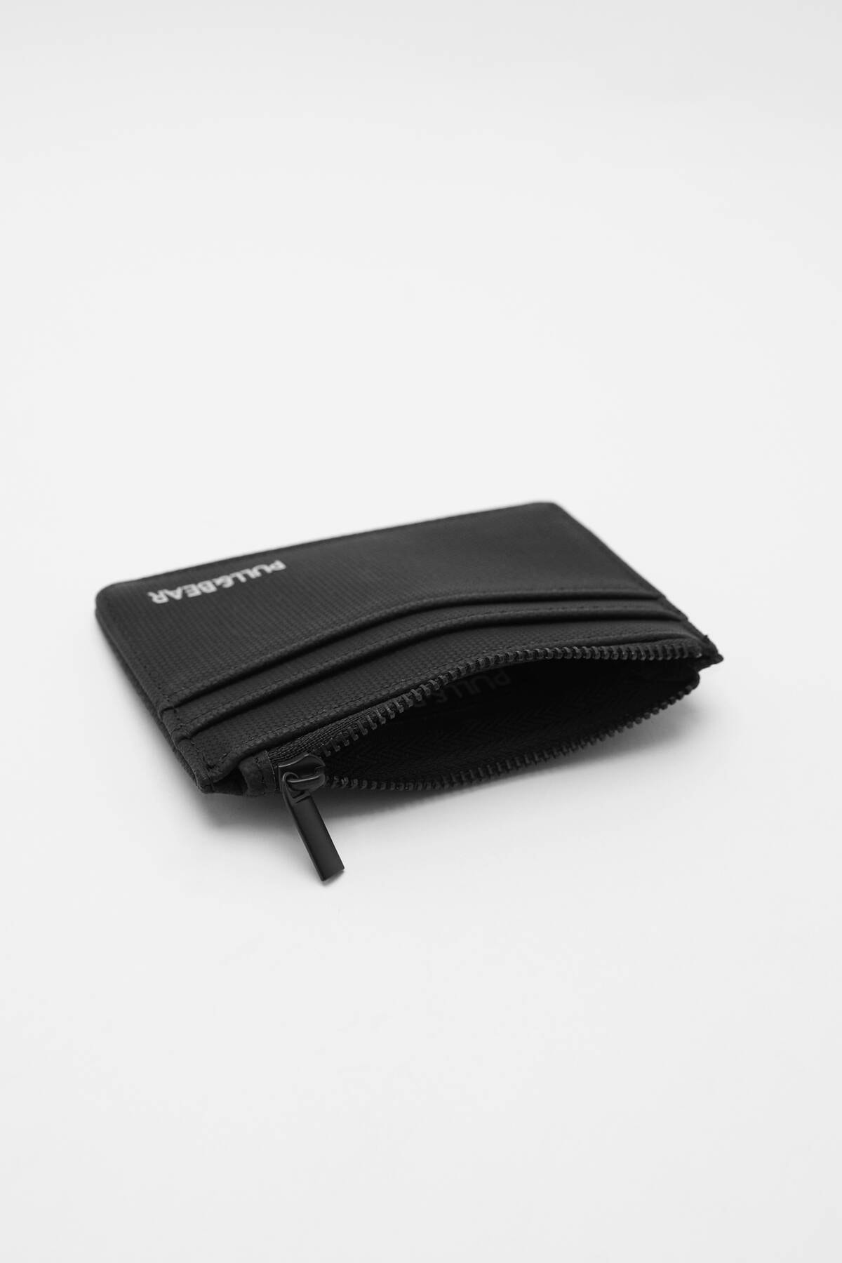 Black faux leather card holder wallet