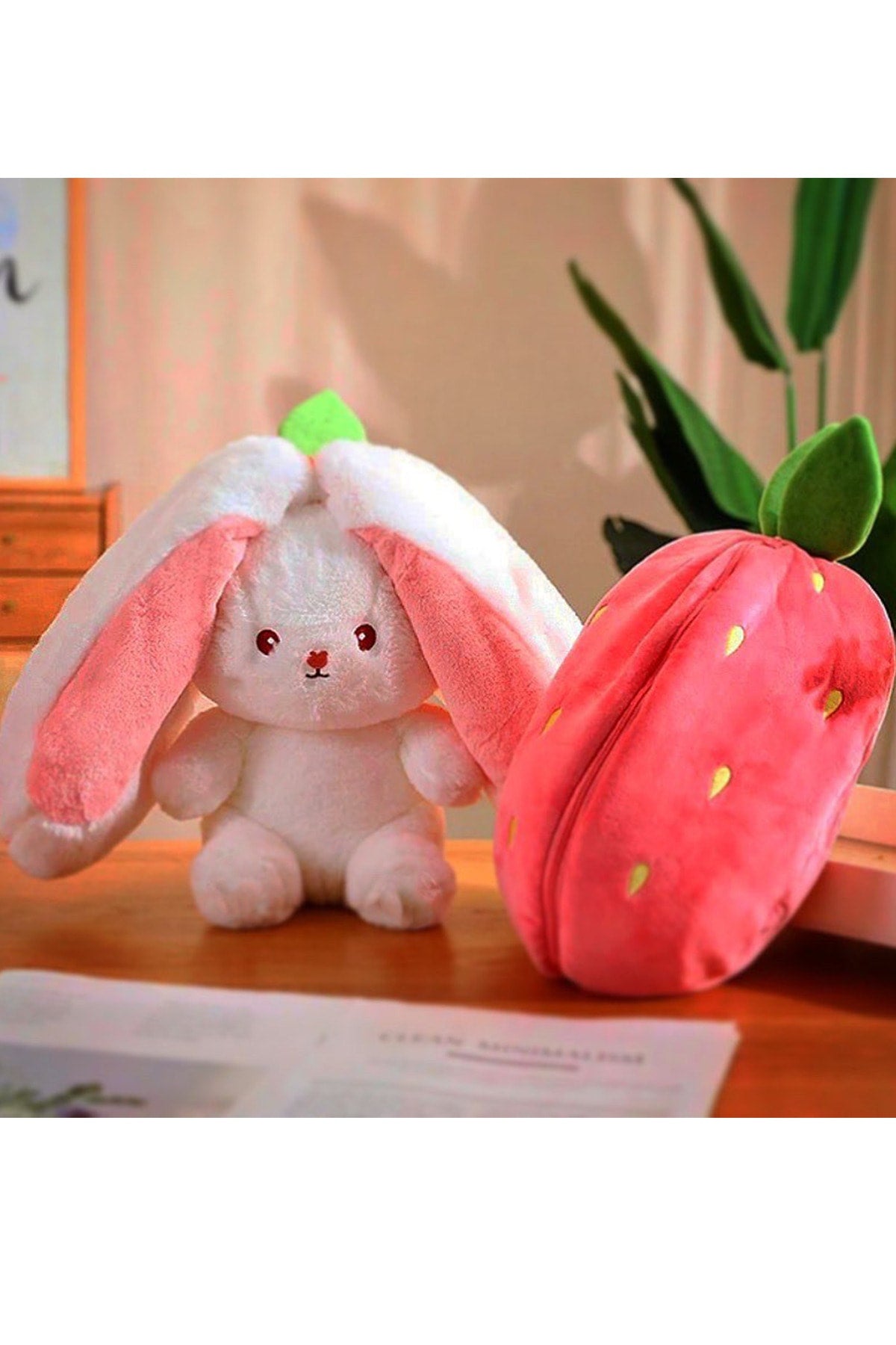 Valentine's Special Gift Strawberry Rabbit 50cm Special Design - Both Strawberry and Rabbit With Zippered Structure